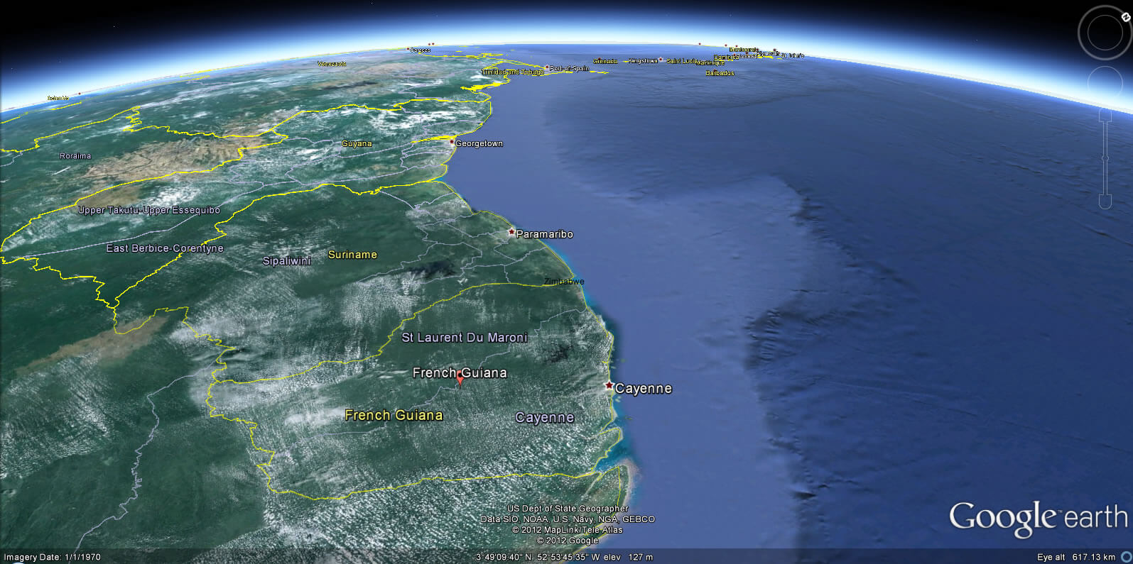 French Guiana Earth Map